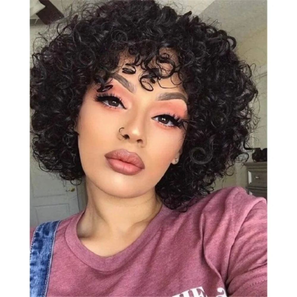 Blooming Hair Wavy Human Blend Bob Wig With Bangs